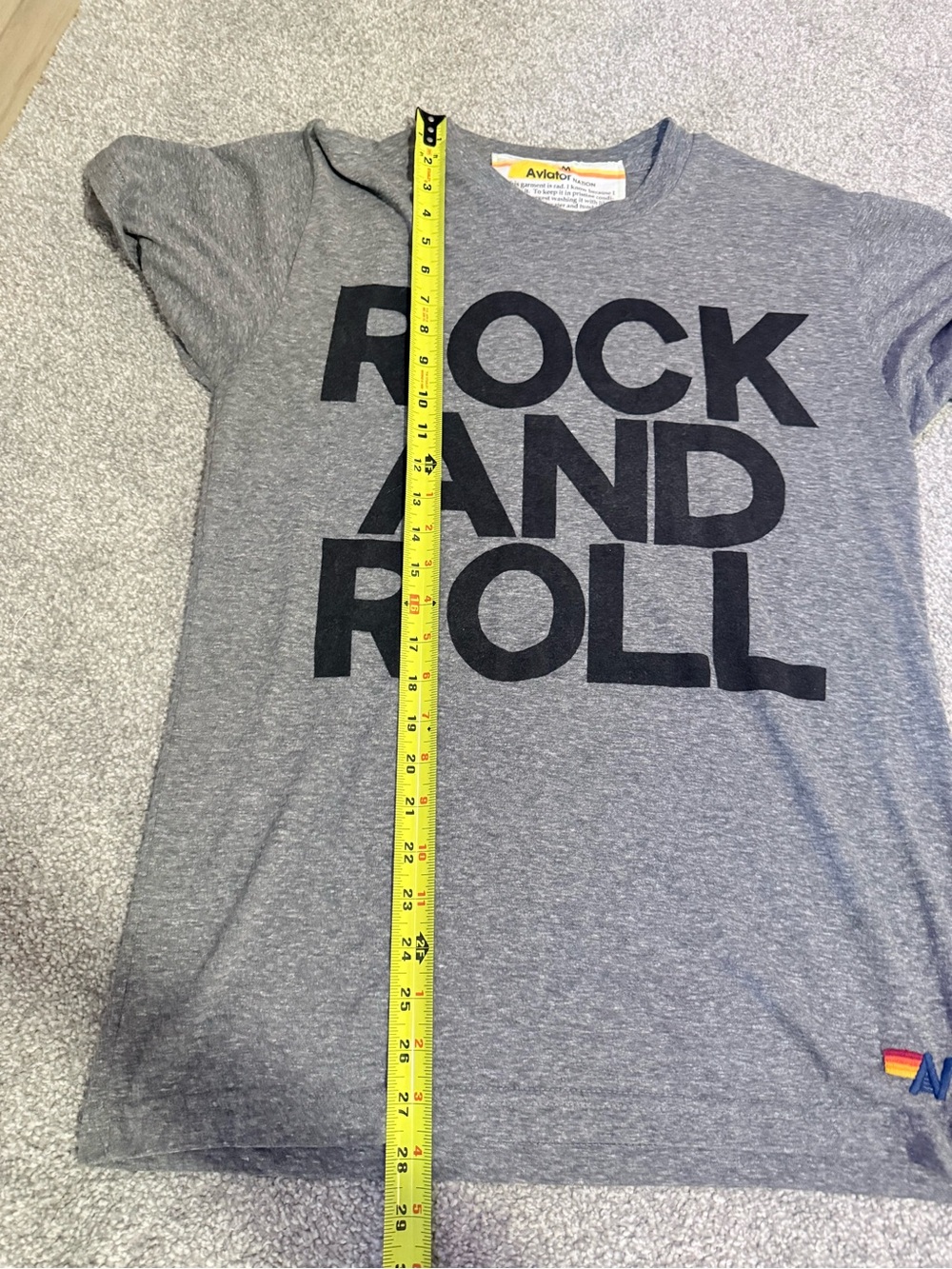 Aviator Nation Gray Tee with Black 'ROCK AND ROLL' Graphic - Picture 5 of 8